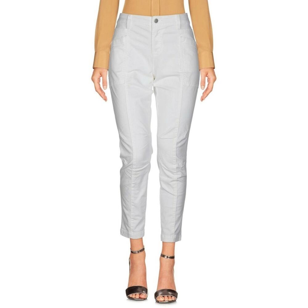 NWT J Brand Byrnes Mid Rise Skinny Cargo Pants White Ankle Zip Hem Denim Size 26